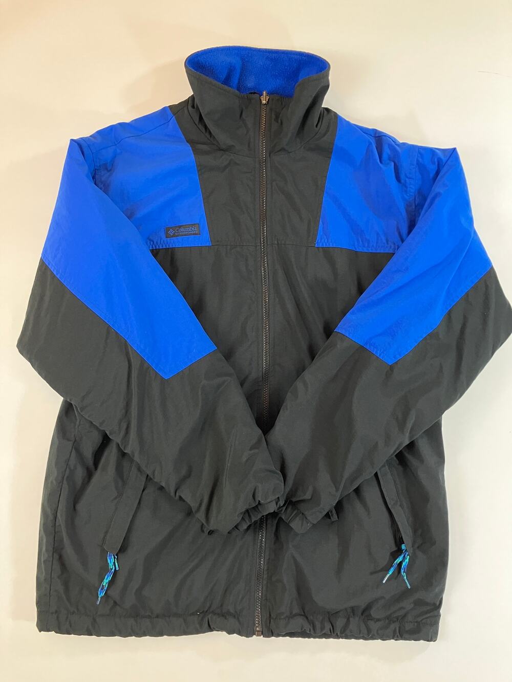 Vintage 90s Columbia Men's M Blue Black Fleece Lined Windbreaker Jacket